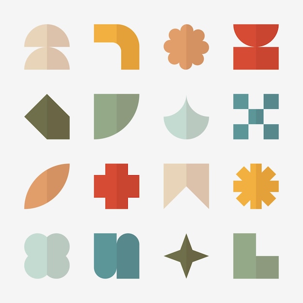 Collezione di forme geometriche colorate disegnate a mano
