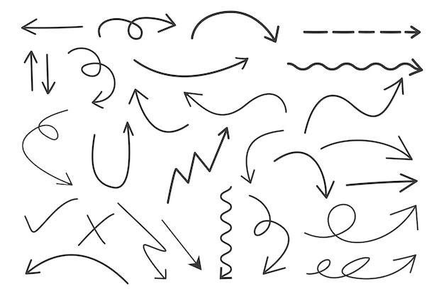 Collezione di frecce disegnate a mano set di frecce nere