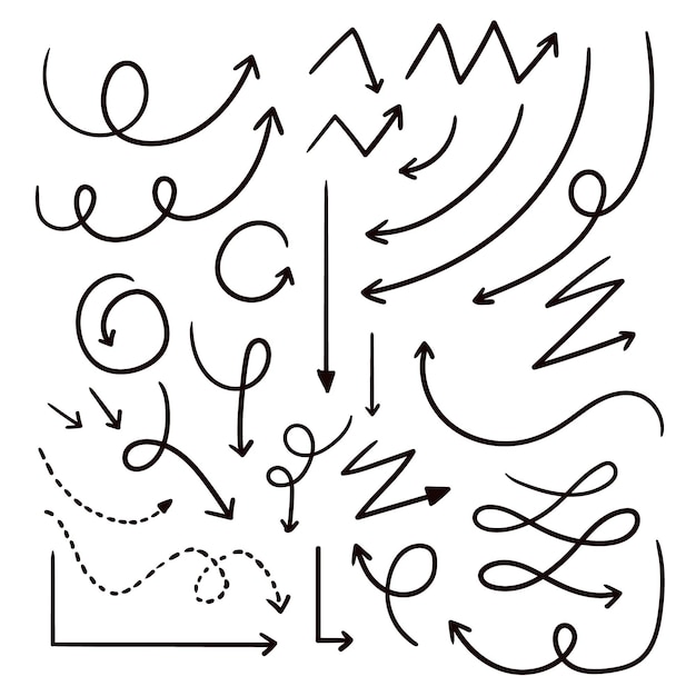 Collezione di frecce disegnate a mano