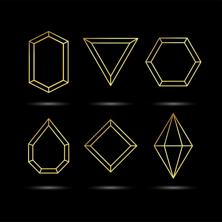 Collezione di gemme linea oro su sfondo nero