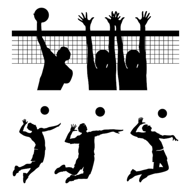 Collezione Di Giocatore Di Pallavolo Silhouette