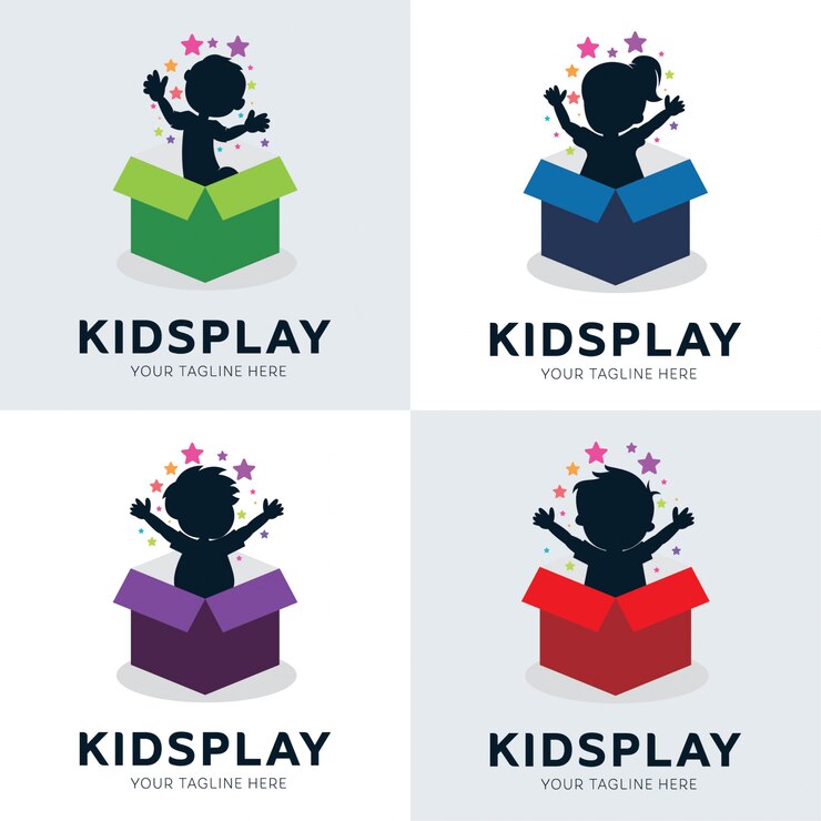 Collezione di giochi per bambini in scatola Logo Designs Template
