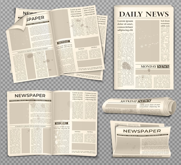 Collezione di giornali in stile realistico