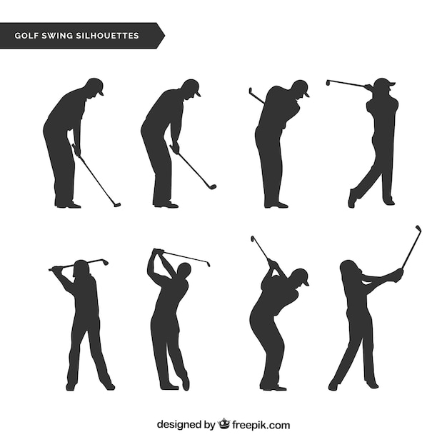 Collezione di golf swing con silhouette