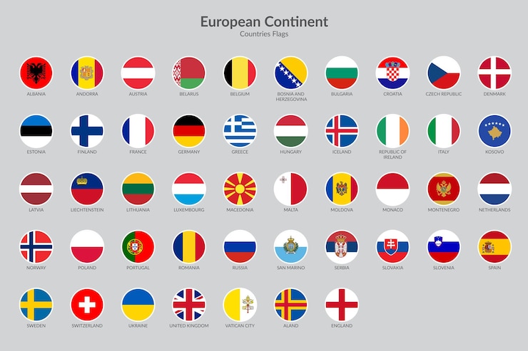 Vettore collezione di icone di bandiere dei paesi europei