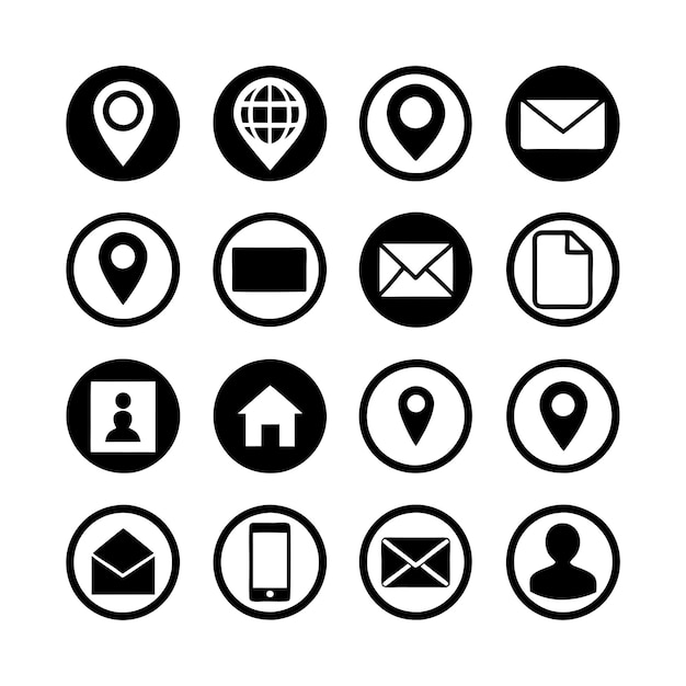 Collezione di icone di contatto per siti web e applicazioni mobili
