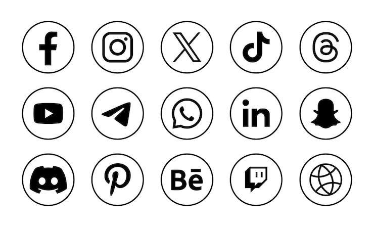 Vettore collezione di icone di logo di social network popolari in