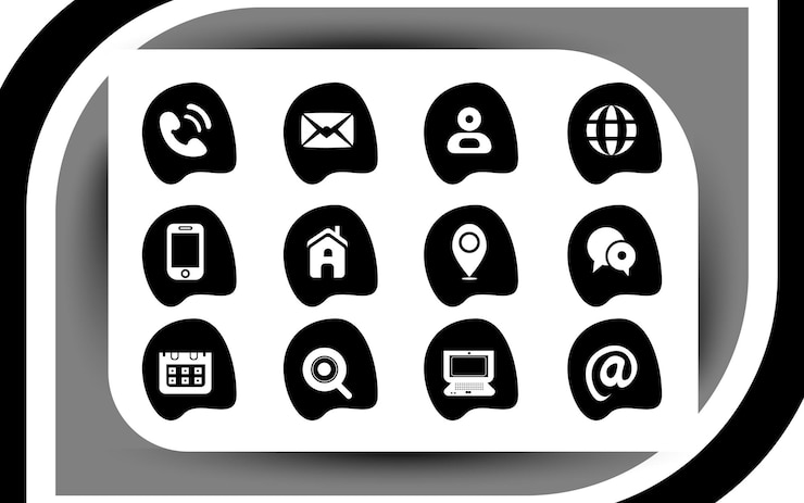 Collezione di icone per biglietti da visita Contattaci e Business and Office Icons Set