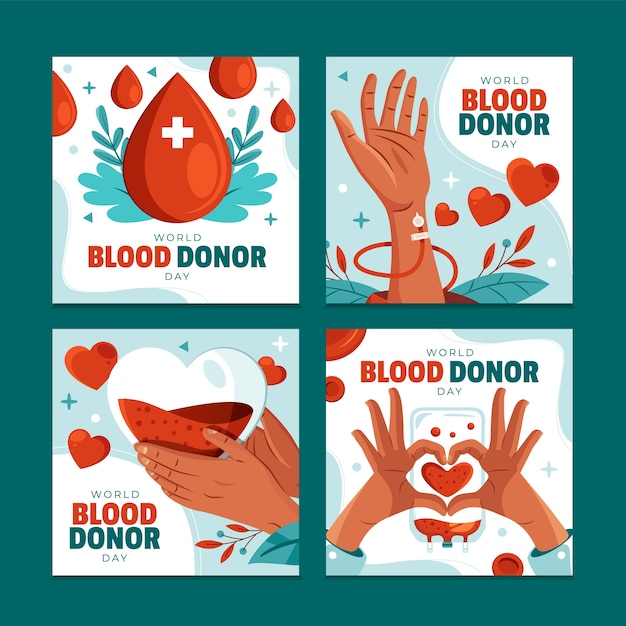 Collezione di illustrazioni per la Giornata mondiale dei donatori di sangue