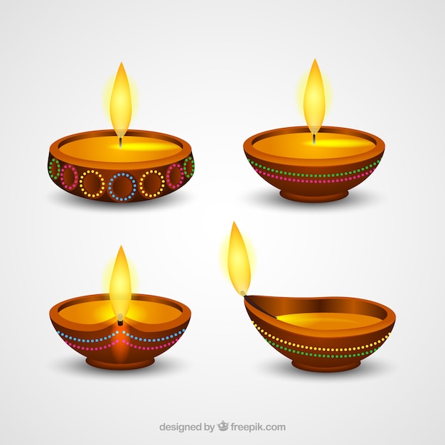 Collezione di lampade di Diwali