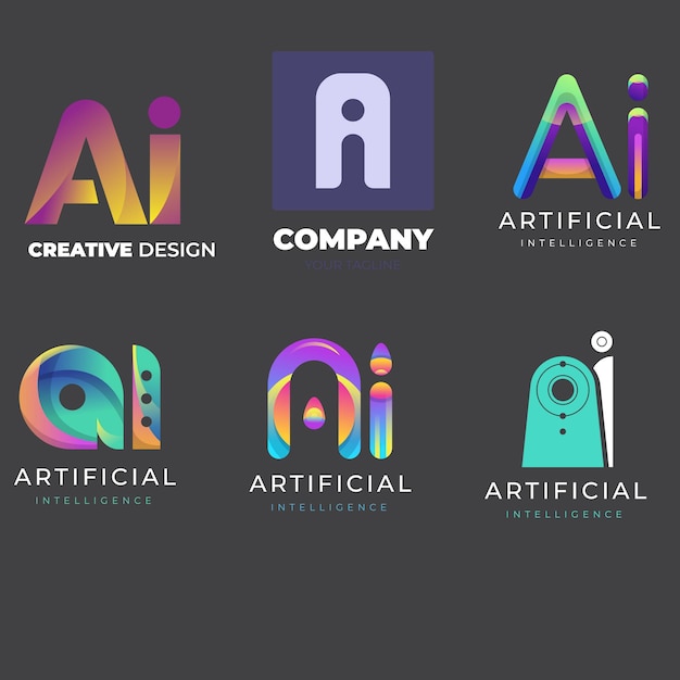 collezione di lettere creative AI logo design astratto vettoriale icona design illustrazione