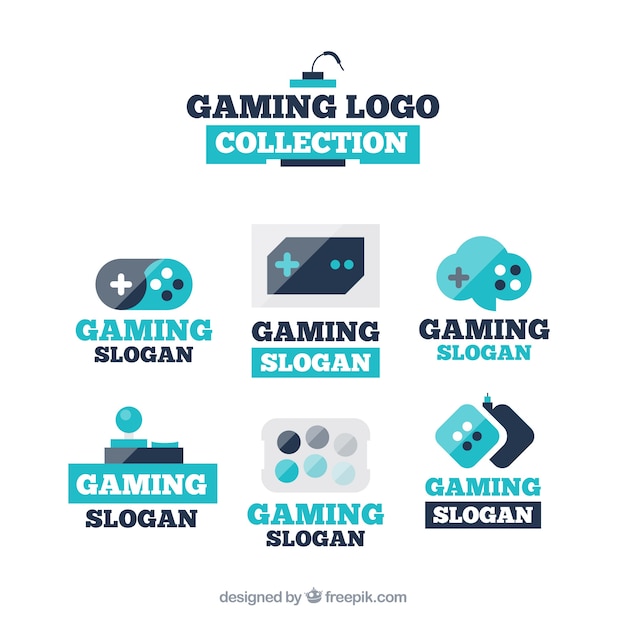 Collezione di loghi da gioco con design piatto