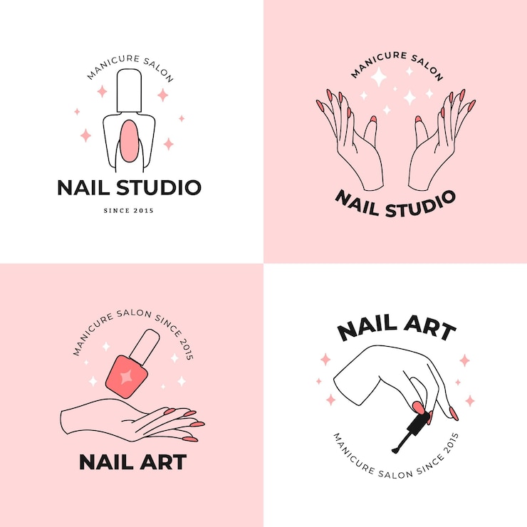 Vettore collezione di loghi di nail art studio