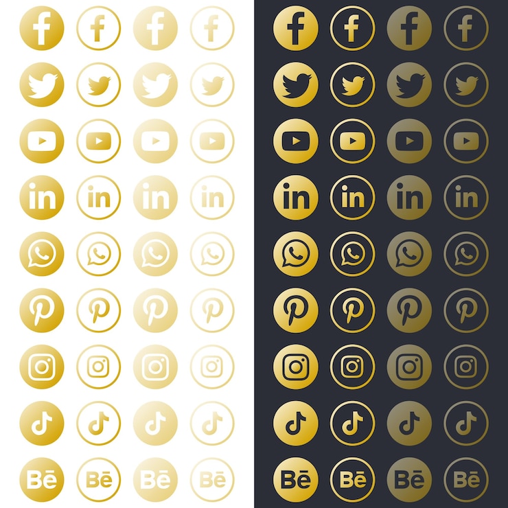 Vettore collezione di logo dei social media. set delle icone dei social media più popolari facebook, instagram, whatsapp