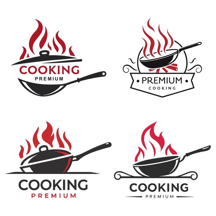 Vettore collezione di logo di cucina premium di ristoranti e cucine eleganti