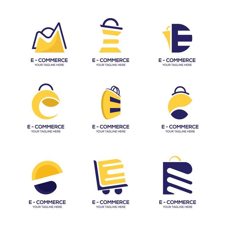 Vettore collezione di logo di e-commerce