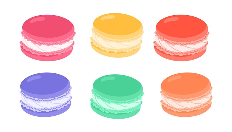 Vettore collezione di maccheroni francesi di diversi colori