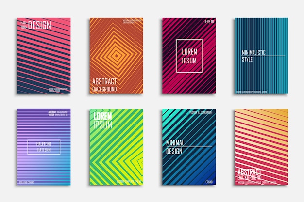Collezione di manifesti astratti a mezza tonalità, design di moda, copertine, striscioni, volantini, carte e opuscoli