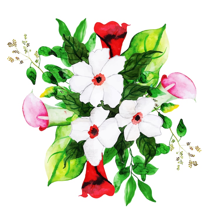 Vettore collezione di mazzi floreali dell'acquerello