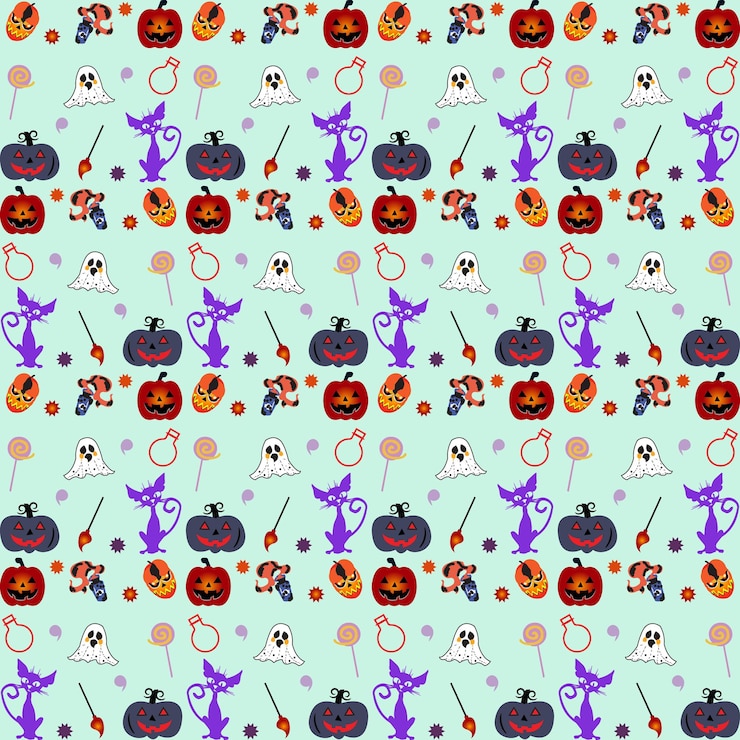 Vettore collezione di modelli di halloween piatti disegnati a mano