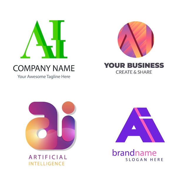 Collezione di modelli di logo Gradient ai