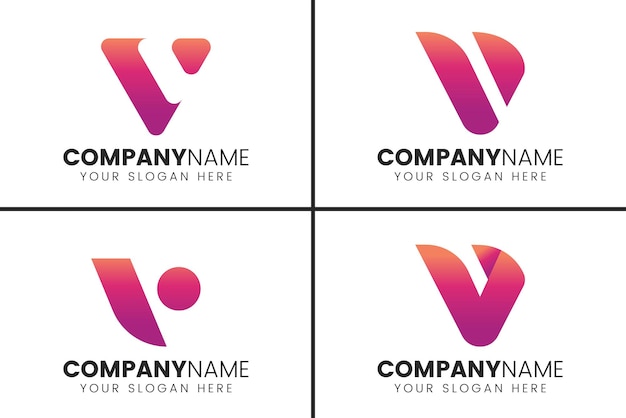 Collezione di modelli di logo moderno lettera v