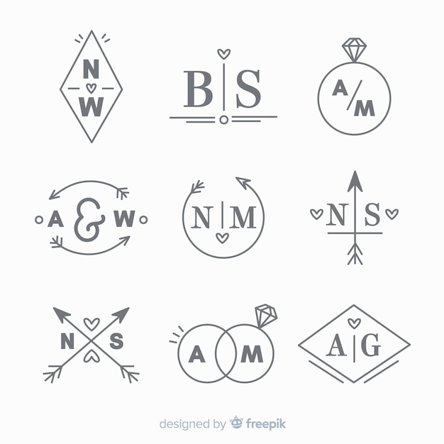 Collezione di modelli di logo monogramma per matrimoni