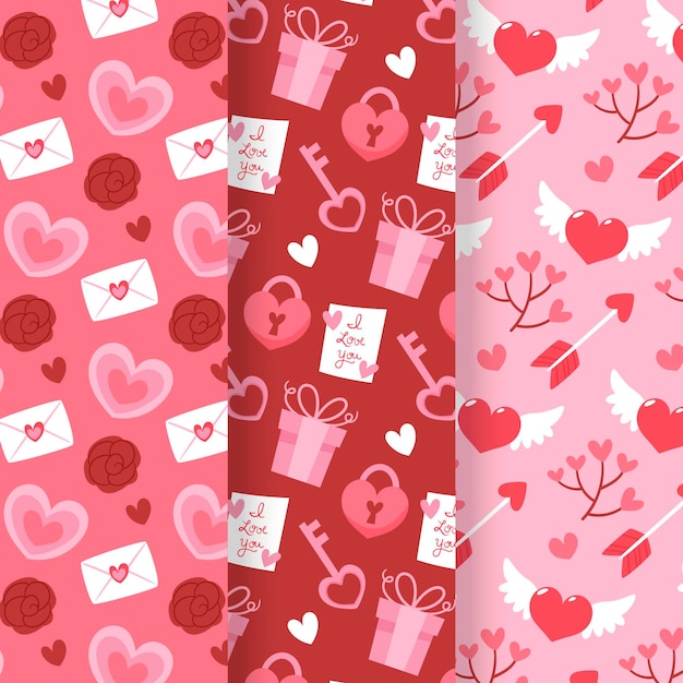 Collezione di modelli di San Valentino disegnati a mano