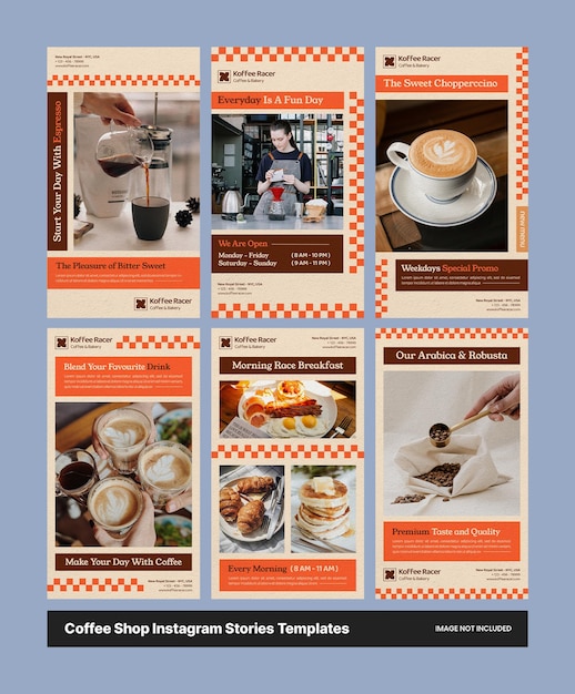 collezione di modelli di storie di instagram della caffetteria