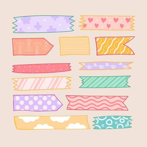 Collezione di nastri washi disegnati a mano