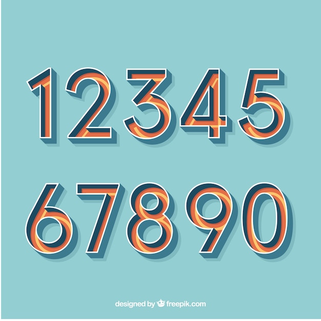 Collezione di numeri colorati con design piatto