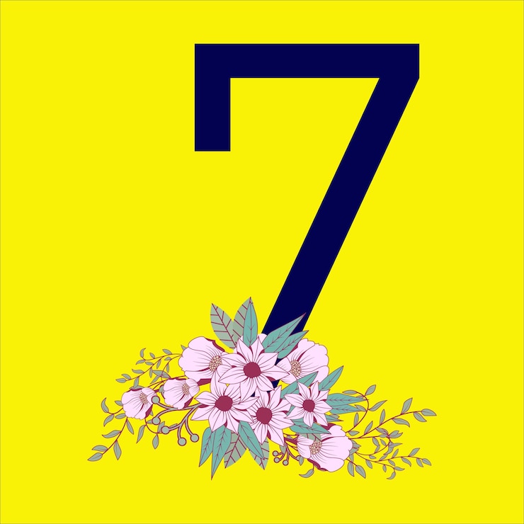 Vettore collezione di numeri colorati con disegno floral vector 7