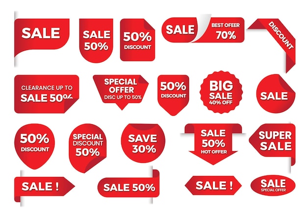 Collezione di pacchetti Vector Red Sale Label