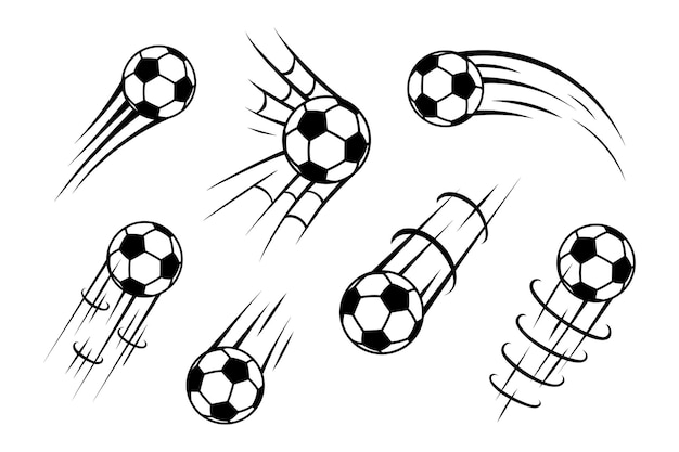 collezione di palle da calcio volanti