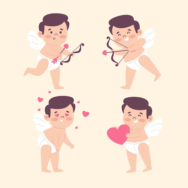 Collezione di personaggi cupido di san valentino piatto