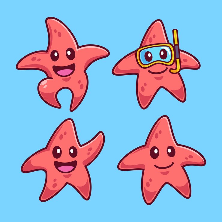 Collezione di personaggi dei cartoni animati di stelle marine