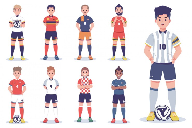 Vettore collezione di personaggi del calciatore