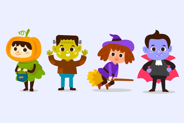 Collezione di personaggi di halloween disegnati a mano