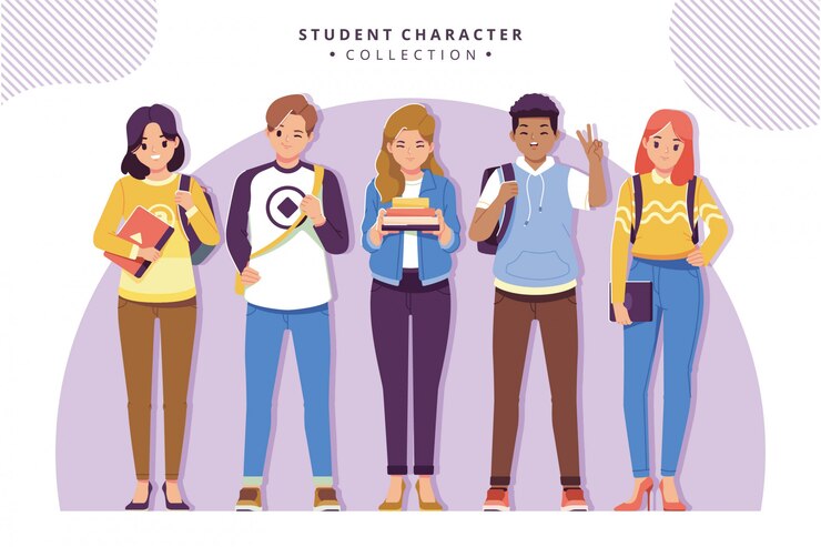 Vettore collezione di personaggi studenteschi