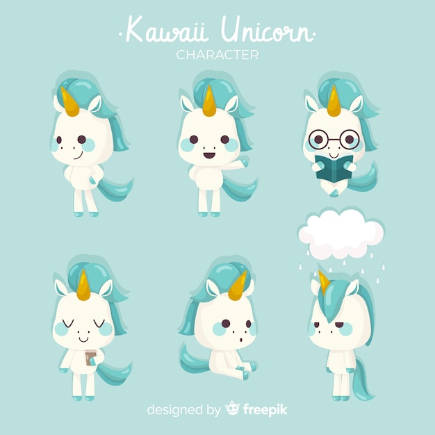 Collezione di personaggi unicorno Kawaii