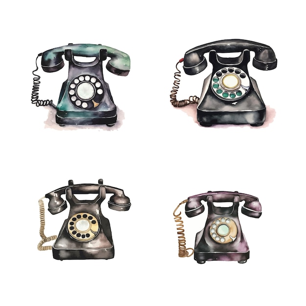 Collezione di pittura ad acquerello per telefono vintage