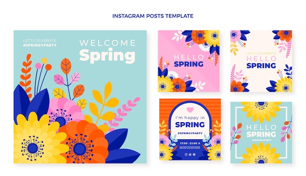 Collezione di post di instagram a molla piatta