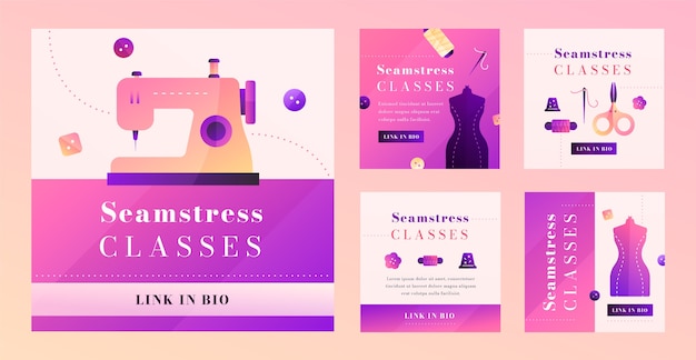Collezione di post di instagram di sarta sfumata
