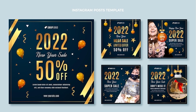 Collezione di post di Instagram per il nuovo anno