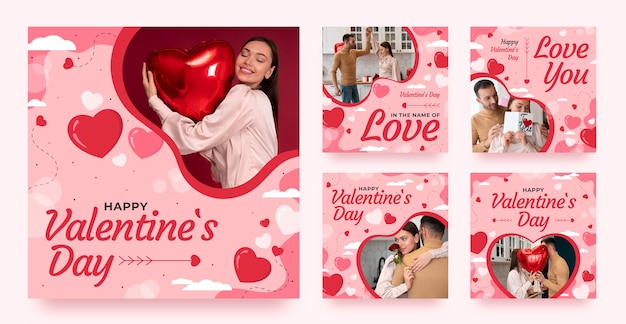 Collezione di post di instagram per la celebrazione di San Valentino