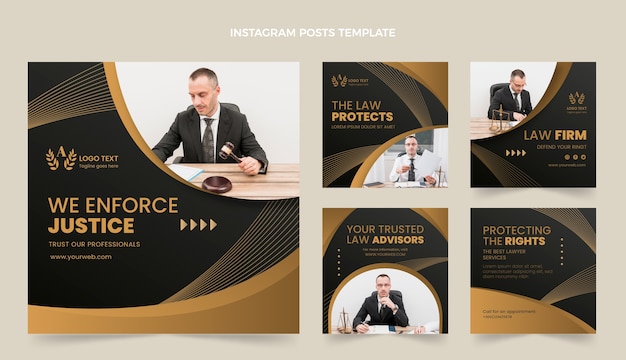 Collezione di post instagram dello studio legale di lusso sfumato