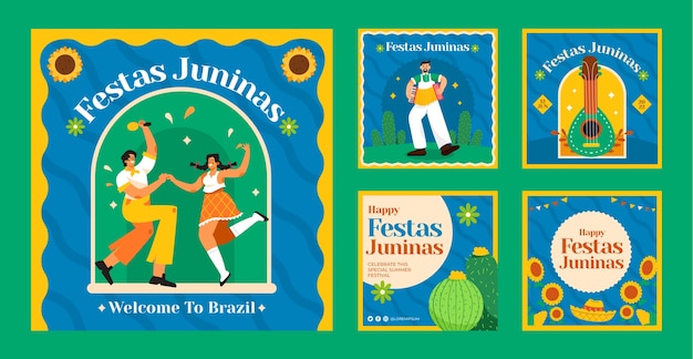 Collezione di post instagram flat festas juninas