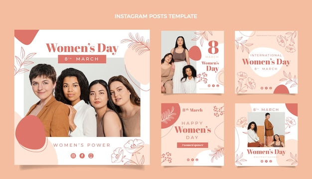 Collezione di post instagram per la giornata internazionale della donna piatta