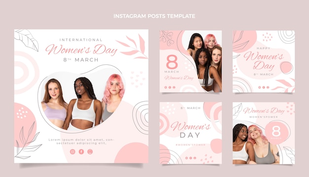 Collezione di post instagram per la giornata internazionale della donna piatta