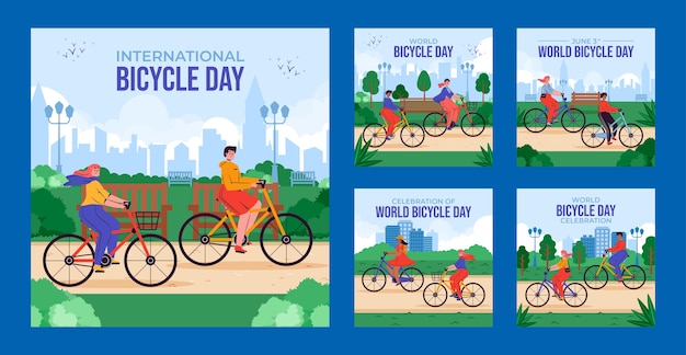 Collezione di post su Instagram per la giornata mondiale della bicicletta piatta